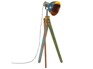 Lampadaire style industriel réglable 45 x 45 x 120 cm ambiance cosy en manguier massif noir 02_0047532