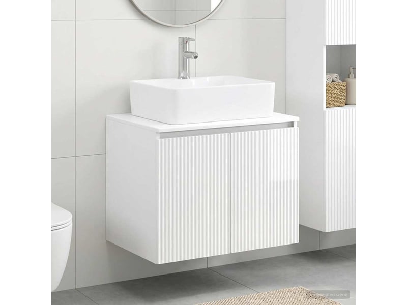  Ensemble de mobilier de salle de bain blanc brillant cf64591  - Conforama B