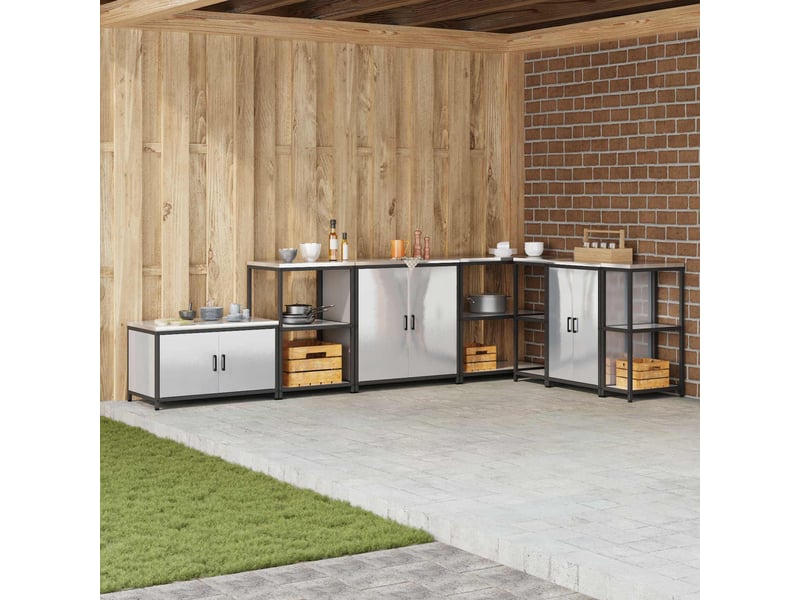  Meuble de rangement de cuisine hattem argenté 90x50x53cm shl2362  - Conforama B