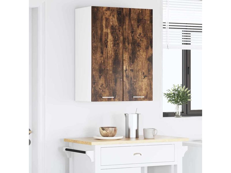 Meuble de rangement cuisine, armoire suspendue chêne fumé et blanc 30x31x80cm  - Conforama D
