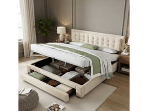 Lit coffre 180x200 cm <strong>SWEIKO</strong>  <strong></strong> coloris beige