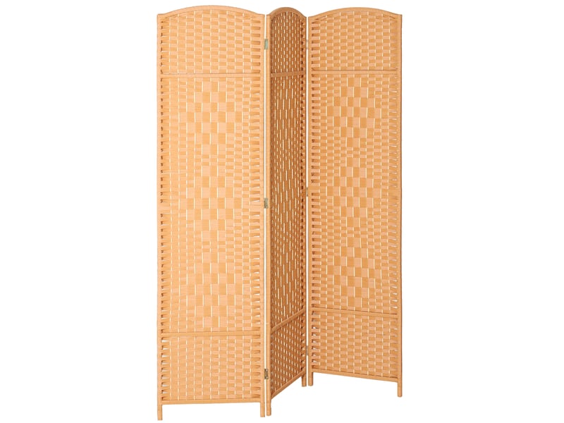  Paravent intérieur en bois 3 panneaux séparateur de pièce pliable pour salon chambre 135 x 180 cm clair brun  - Conforama B