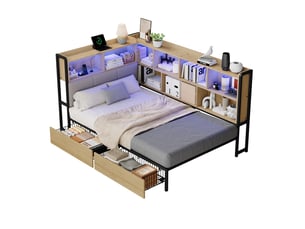 Lit avec rangement 90x200 cm coloris naturel
