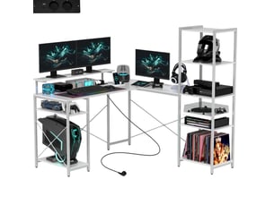 Bureau gaming DESVIAE 137 cm coloris blanc