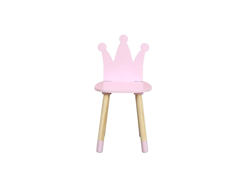  Chaise enfant en bois couronne 54cm rose  - Conforama A