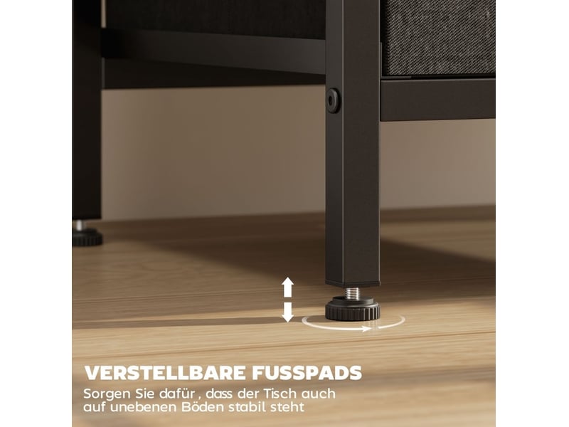 Table d'appoint étroite avec 2 tiroirs, 2 prises et ports usb-a et usb-c pour chambre, acier noir 40 × 30 × 60 cm - Conforama E