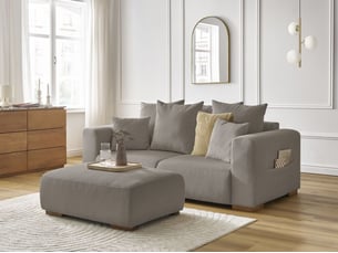 Canapé droit fixe BOBOCHIC SIDONIE 3 places Velours taupe