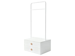 Meuble de rangement enfant avec penderie ouverte, 2 tiroirs à poignées en étoile pour chambre en mdf blanc 70×55×168 cm