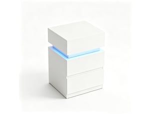 Table de chevet led 40x35x55 cm – blanc – station de charge, 2 prises, 2 usb et rangement