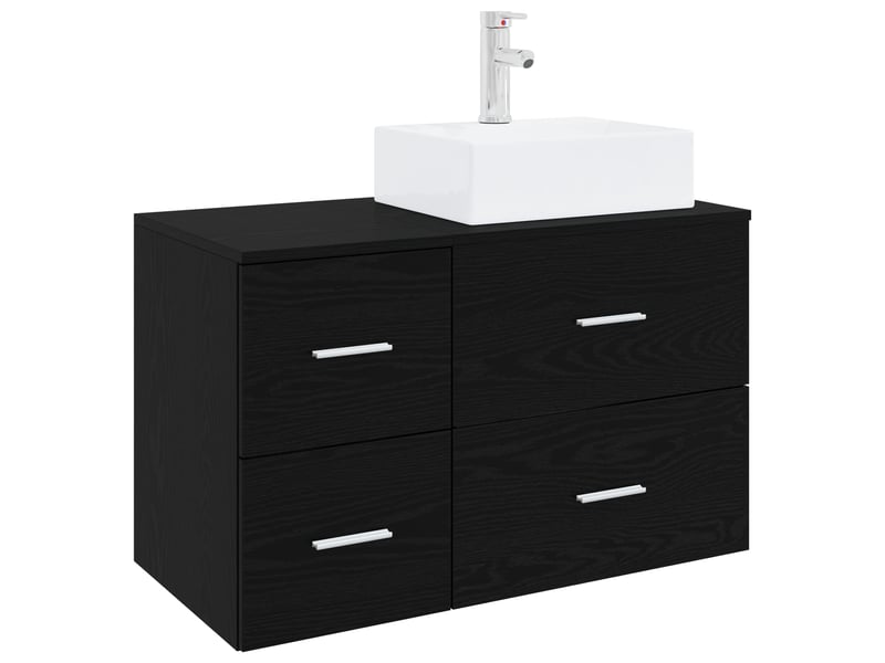  Ensemble de mobilier de salle de bain 2 pc chêne noir cf64107  - Conforama A