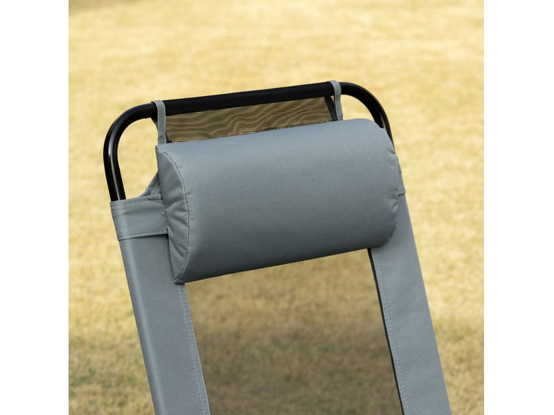 Chaise pliante de jardin 2 places avec dossier inclinable, accoudoirs et armature acier grise evryae - Conforama C