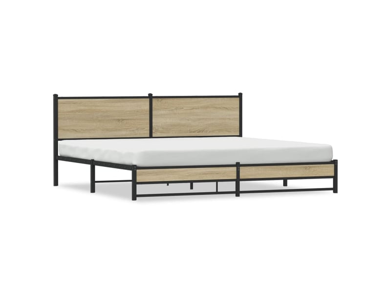  Lit double- lit adulte -  cadre de lit en métal sans matelas chêne sonoma 200x200 cm  - Conforama A