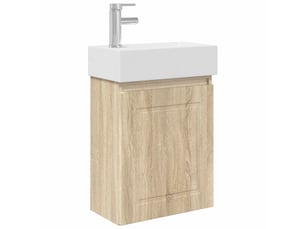 Meuble de rangement salle de bain avec robinet chêne sonoma shl1801