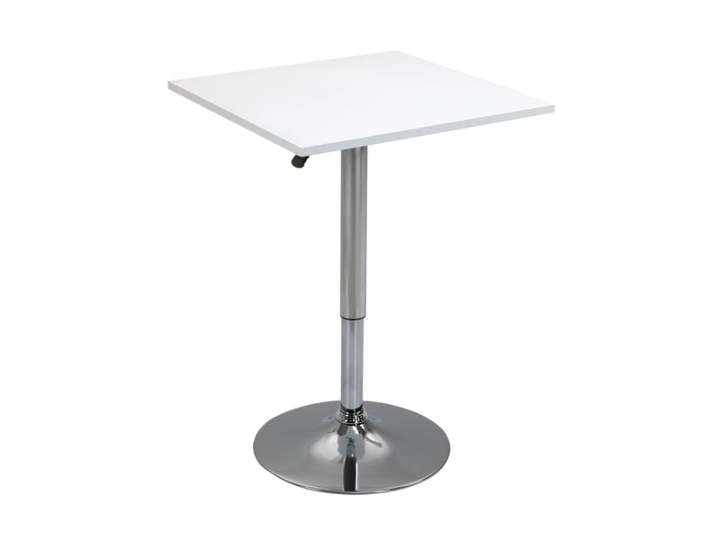  Table de bar réglable en hauteur, pivotante à 360°, pieds anti-rayures, base métallique stable, blanche  - Conforama A