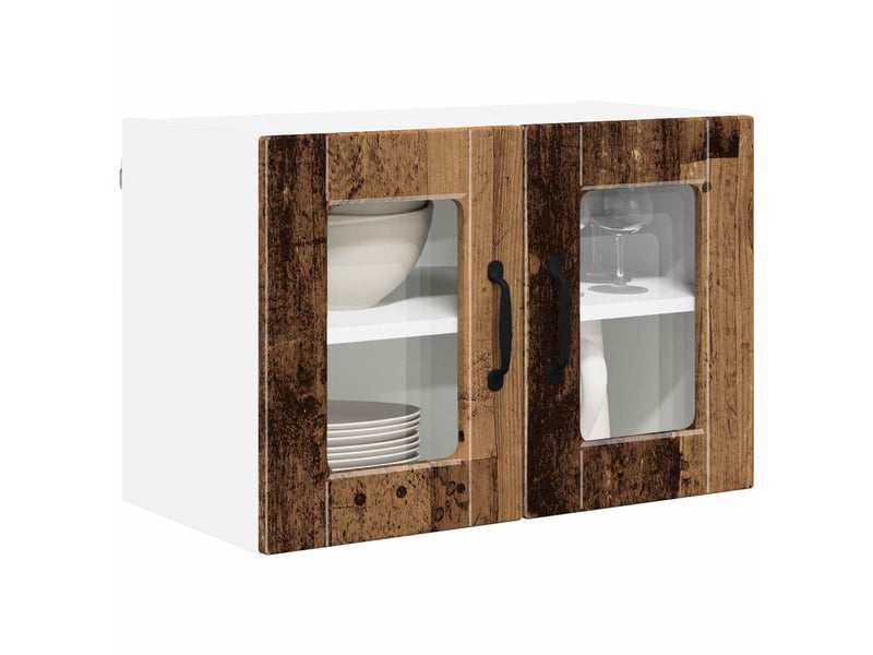  Cabinet en verre mural 2 pcs bois ancien bois d'ingénierie shl5822  - Conforama C