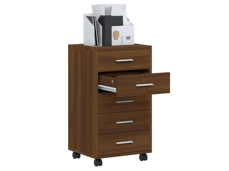  Armoire à tiroirs, rangement bureau avec roulettes chêne marron bois d'ingénierie  - Conforama D
