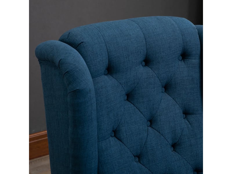  Fauteuil de salon, fauteuil lounge – bleu, avec accoudoirs, pieds bois  - Conforama W