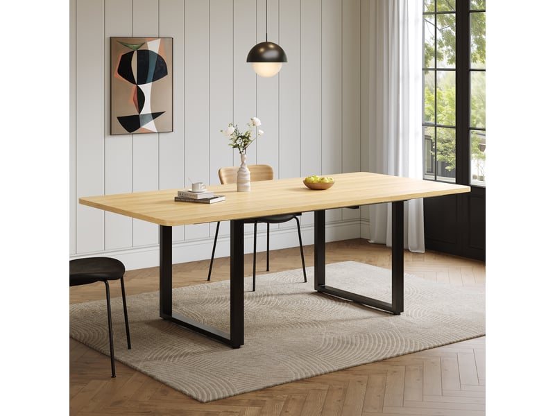 Table de salle à manger extensible (140180220 x 80 cm), pour 6 à 10 personnes, adaptée à la salle à manger ou à la cuisine – chêne - Conforama R