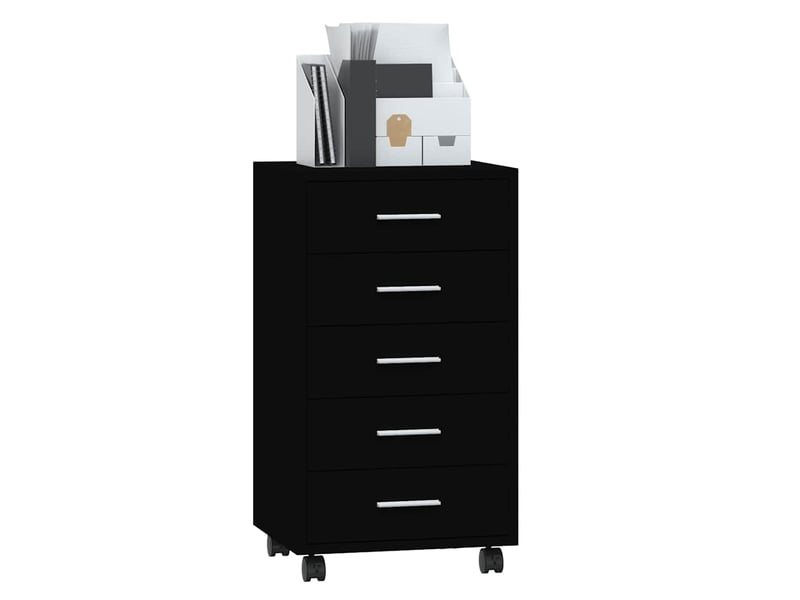 Armoire de rangement bureau, armoire à tiroirs avec roulettes noir bois d'ingénierie  - Conforama D