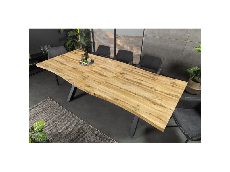  Table de salle à manger rivet extensible jusqu'à 220 cm – mdf et métal noir – style industriel  - Conforama C