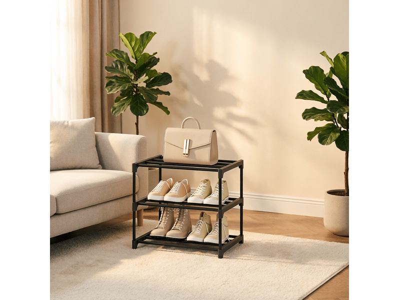  Étagère à chaussures tcqpz 3 niveaux ouverte 42 x 30 x 37 cm métal noir  - Conforama E