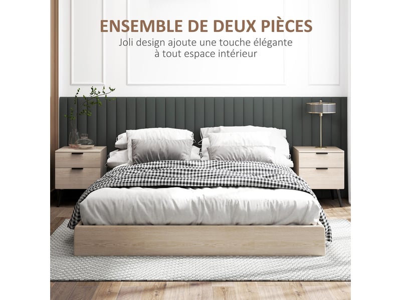  Lot de 2 tables de chevet avec tiroirs coloris chêne 40 x 40 x 50 cm  - Conforama D