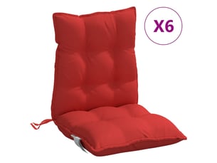 Lot de 6 coussins d'extérieur, coussins de chaise rouge 100 x 50 x 7 cm cf56439