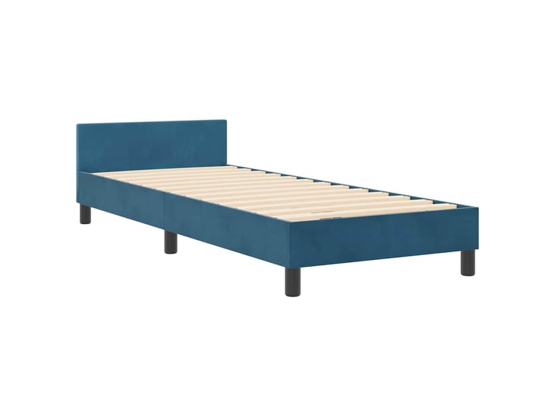  Lit simple- lit adulte -  lit à ressorts avec tête de lit bleu foncé 80 x 200 cm velours  - Conforama C