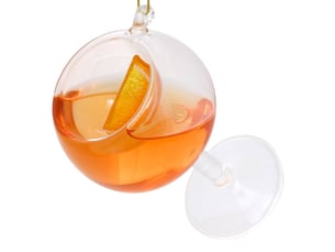 Suspension de sapin effet liquide en verre orange 10 cm