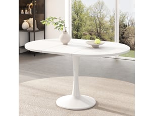 Table extensible avec plateau ovale, style moderne, en mdf et métal blanc, pour salle à manger et espace repas
