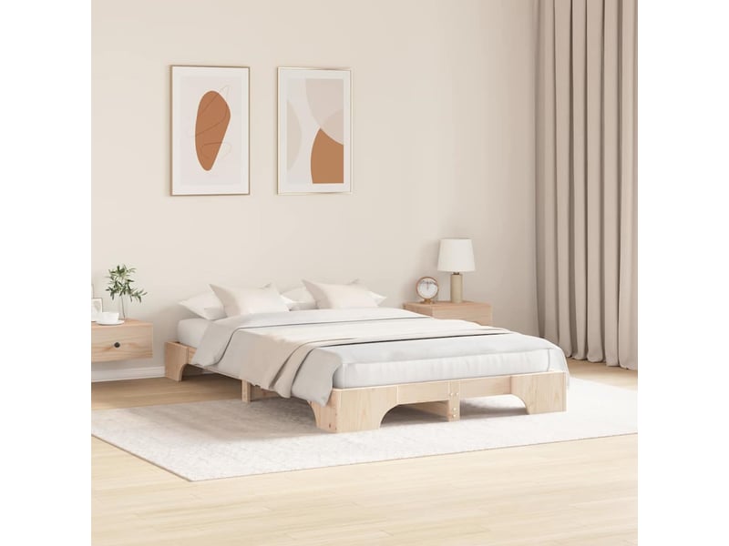  Lit double- lit adulte -  cadre de lit naturel 120 x 190 cm pin massif  - Conforama B