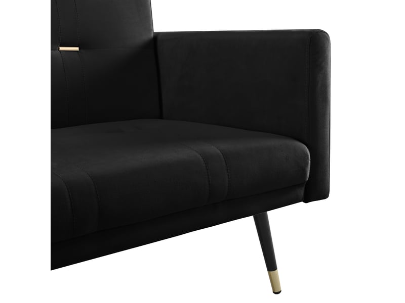  Canapé convertible 2 places noir en velours, canapé-lit réglable 5 positions avec pieds de 20cm, structure stable 180kg  - Conforama W