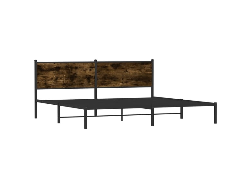 Lit double- lit adulte -  cadre de lit en métal sans matelas chêne fumé 200x200 cm  - Conforama C