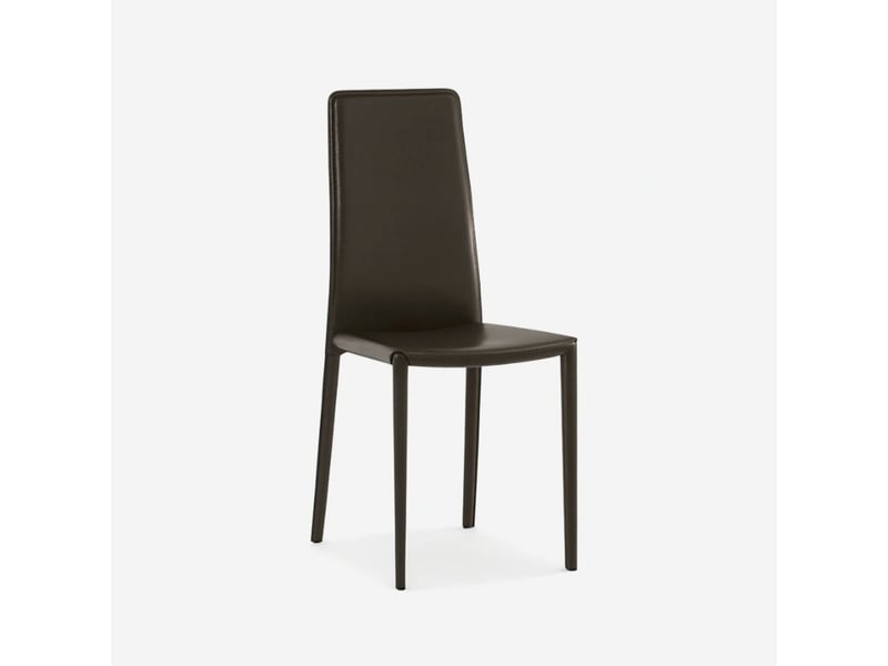  Lot de 4 chaises empilables rembourrées en simili cuir luma - marron  - Conforama C