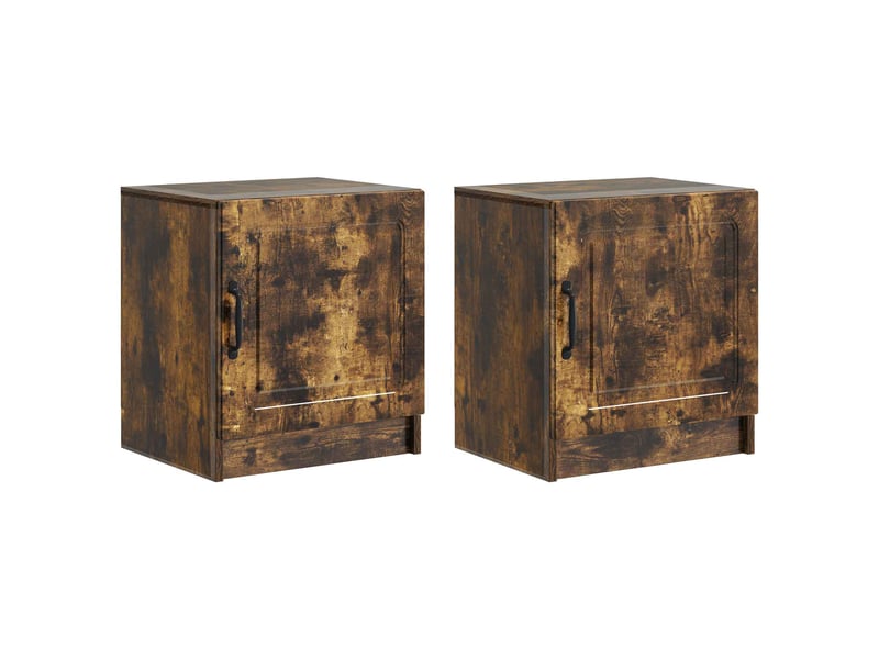  Table de chevet - cabinet de chevet - table de nuit 2 pièces chêne fumé 43 x 34,5 x 47 cm  - Conforama A