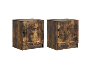 Table de chevet - cabinet de chevet - table de nuit 2 pièces chêne fumé 43 x 34,5 x 47 cm