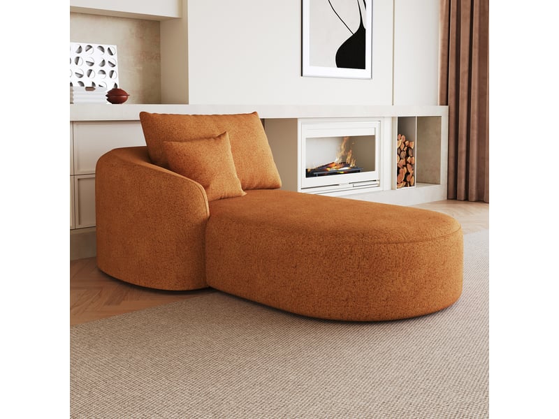 Canapé 1 place orange en tissu chenille doux, sans montage, rembourrage mousse haute résilience, 168x106x85 cm - Conforama B