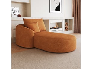 Canapé 1 place orange en tissu chenille doux, sans montage, rembourrage mousse haute résilience, 168x106x85 cm