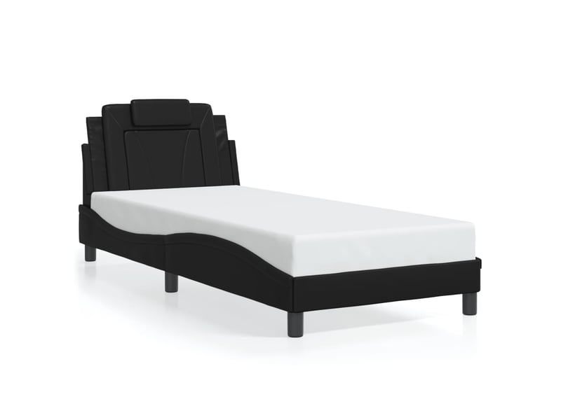 Lit simple- lit adulte - cadre de lit viana avec led sans matelas noir 90x200 cm - Conforama D