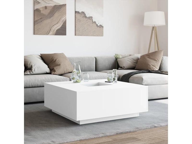  Table basse | table de salon blanc 100x100x40 cm bois d'ingénierie  - Conforama C