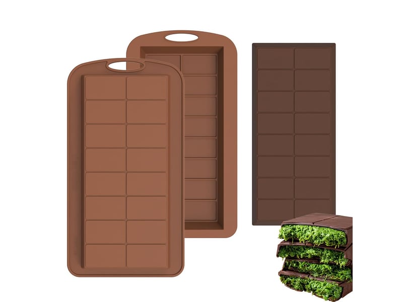 Lot de 2 moules à chocolat en silicone avec 1 grattoir, 2 moules à chocolat profonds, anti adhésif our bricolage de noix chocolat - Conforama A
