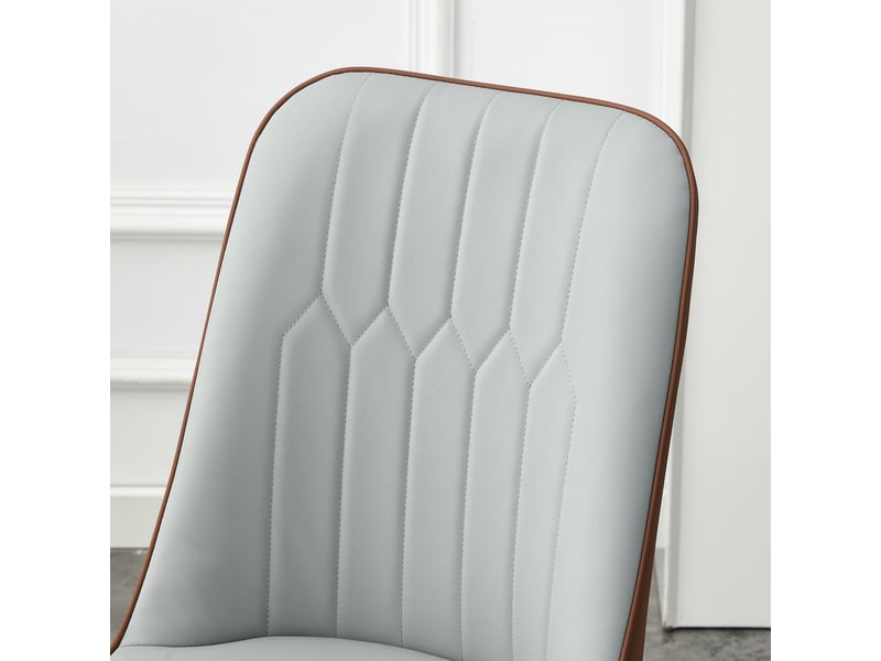Lot de 2 chaises de salle à manger modernes et épurées, dossier en similicuir bicolore (gris clair et marron), pieds noirs en métal, pour cuisine et salon. - Conforama E