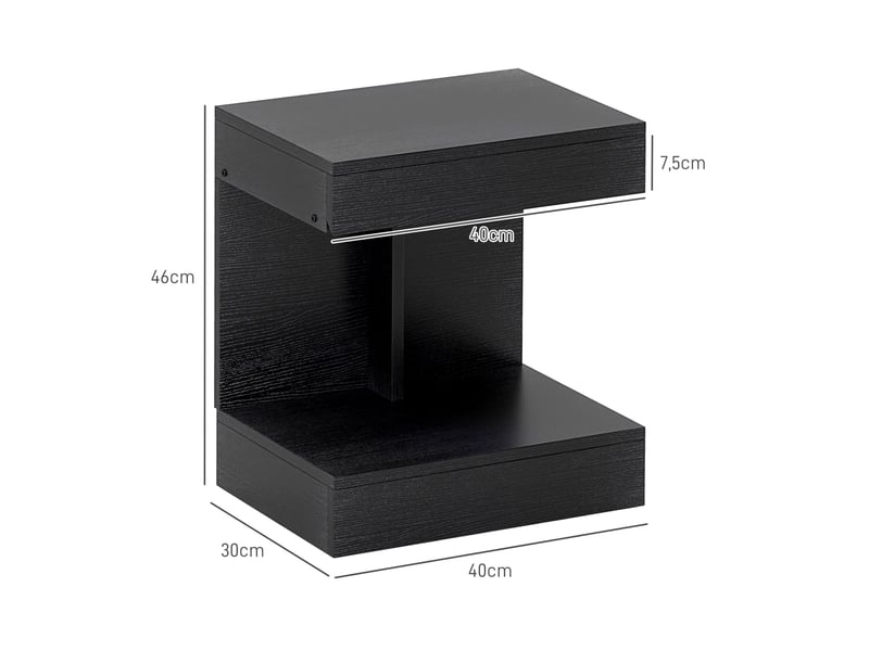  Table de chevet 40x30x46 cm avec tiroir et niche bois noir  - Conforama E