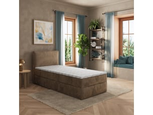 Lit avec rangement 100x200 cm <strong>MASSENO</strong> <strong></strong> coloris beige