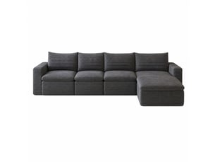 Canapé nuage en velours côtelé gris, 260 x 250 cm, double couche, revêtement amovible, sans montage