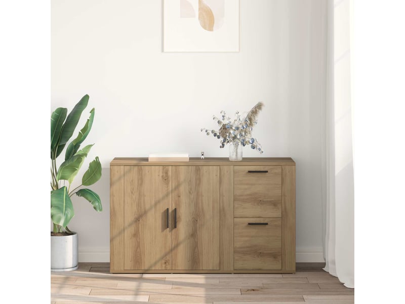  Buffet salon, buffet de rangement chêne artisanal 100x33x59,5 cm bois d'ingénierie  - Conforama D