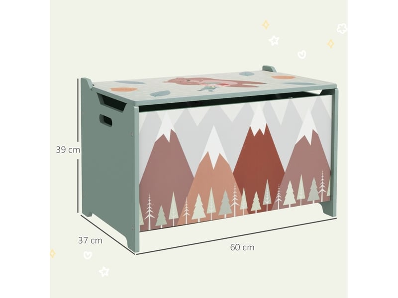  Coffre de rangement pour jouets enfant 60 x 37 x 39 cm – vert – couvercle à charnière de sécurité  - Conforama C