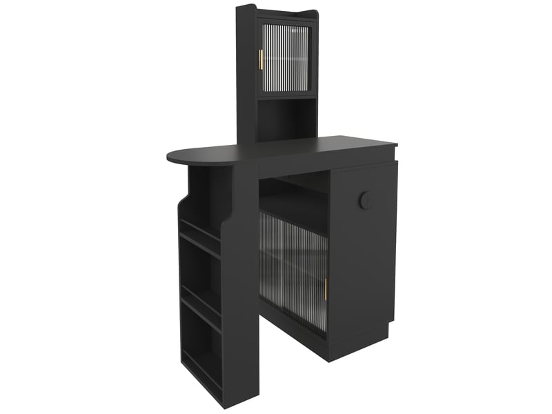  Table de bar extensible avec rangement, led, usb et prises, noir, 131–170 x 40 x 170 cm  - Conforama D