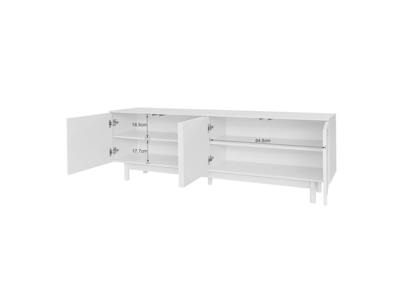  Meuble tv contemporain blanc 175x38x56 cm – étagères réglables, design léger, rangement moderne  - Conforama D