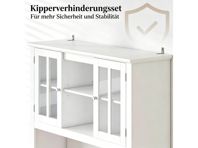  Buffet haut avec éclairage led rgb, sideboard pratique, meuble de rangement moderne  - Conforama E